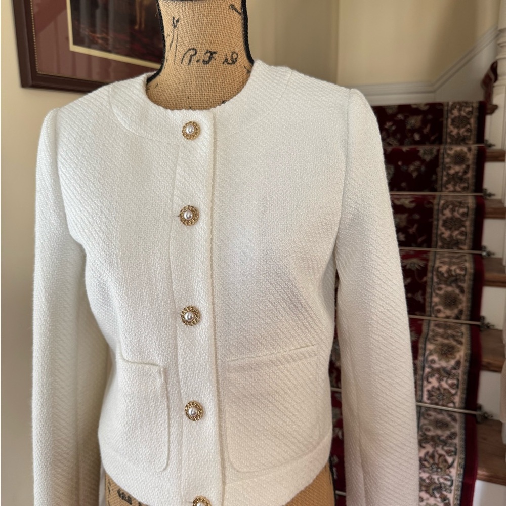 JCrew Lady Jacket in White Tweed